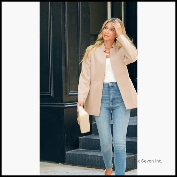 Recycled Polyester Blazer Notch Collar Long Sleeve Business Casual Jacket - Picture 7 of 7